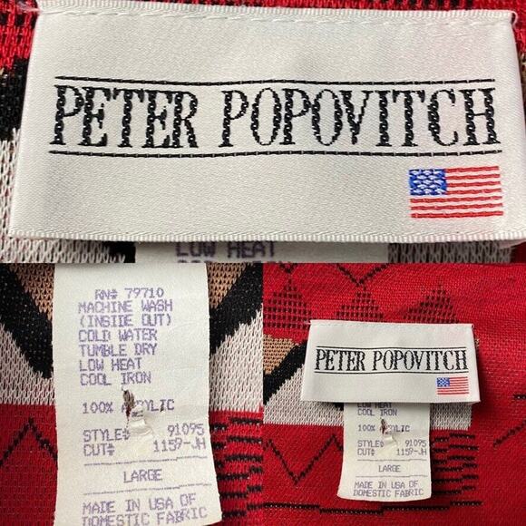 Peter Popovitch Cardigan Womens L Art to Wear Eccentric Zebra Safari Giraffe Red - Picture 16 of 16